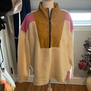 Cozy Colorblock Quarter-Zip Fleece Sweatshirt